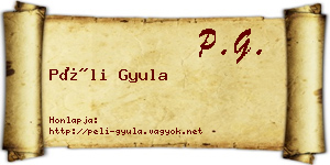 Péli Gyula névjegykártya